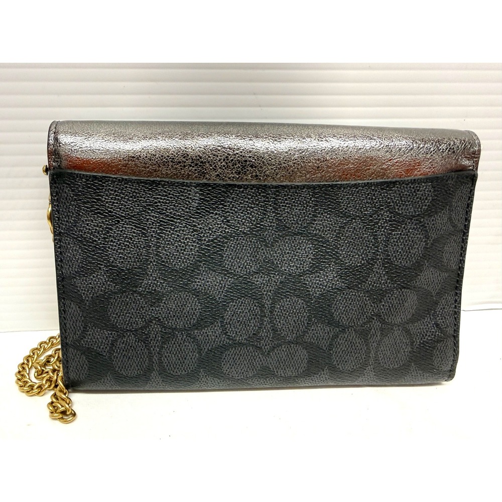COACH Metallic Colorblock 40073 Canvas Signature Turnlock Chain Crossbody NEW! - Picture 5 of 10